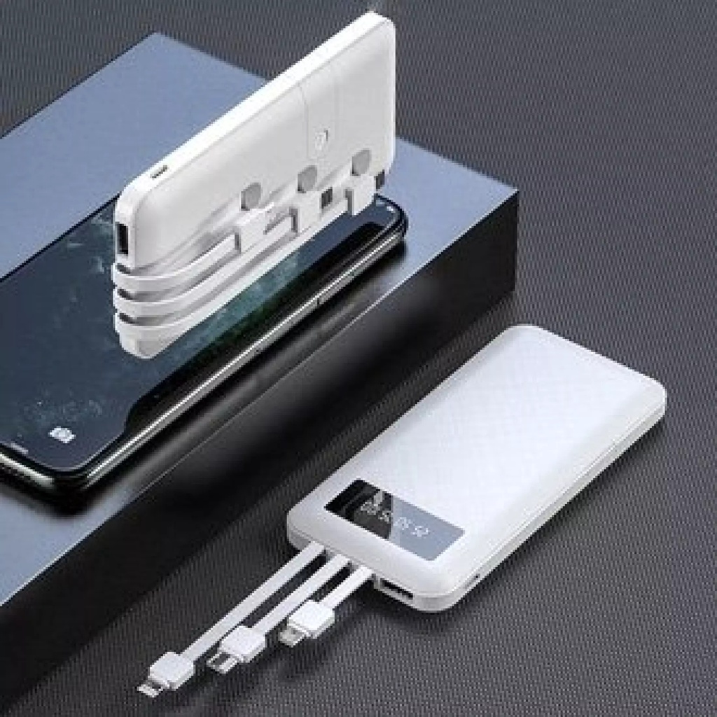 Sạc Dự Phòng 1000MAH Tích Hợp 3 Dây Sạc Cáp sạc/Micro/TypeC,Hỗ Trợ Sạc Nhanh-Bảo Hành 12 Tháng