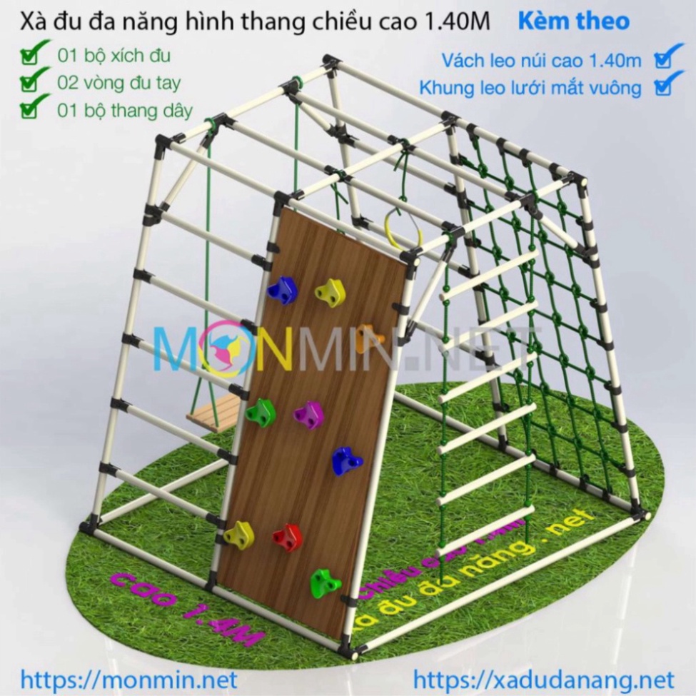 Xà đu đa năng Satech, khung vận động cho bé, hình hộp thang cân, bộ cao 1.35m: Trò chơi 1 3 4 5 6 7
