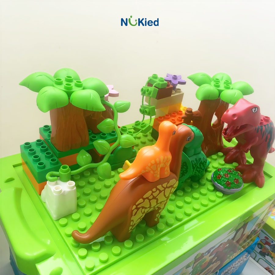 Bộ Đồ Chơi Xếp Hình Lego Lắp Ráp Mô Hình Công Viên Khủng Long 40 Chi Tiết Hạt Lớn Nhựa ABS Cao Cấp An Toàn Cho Trẻ