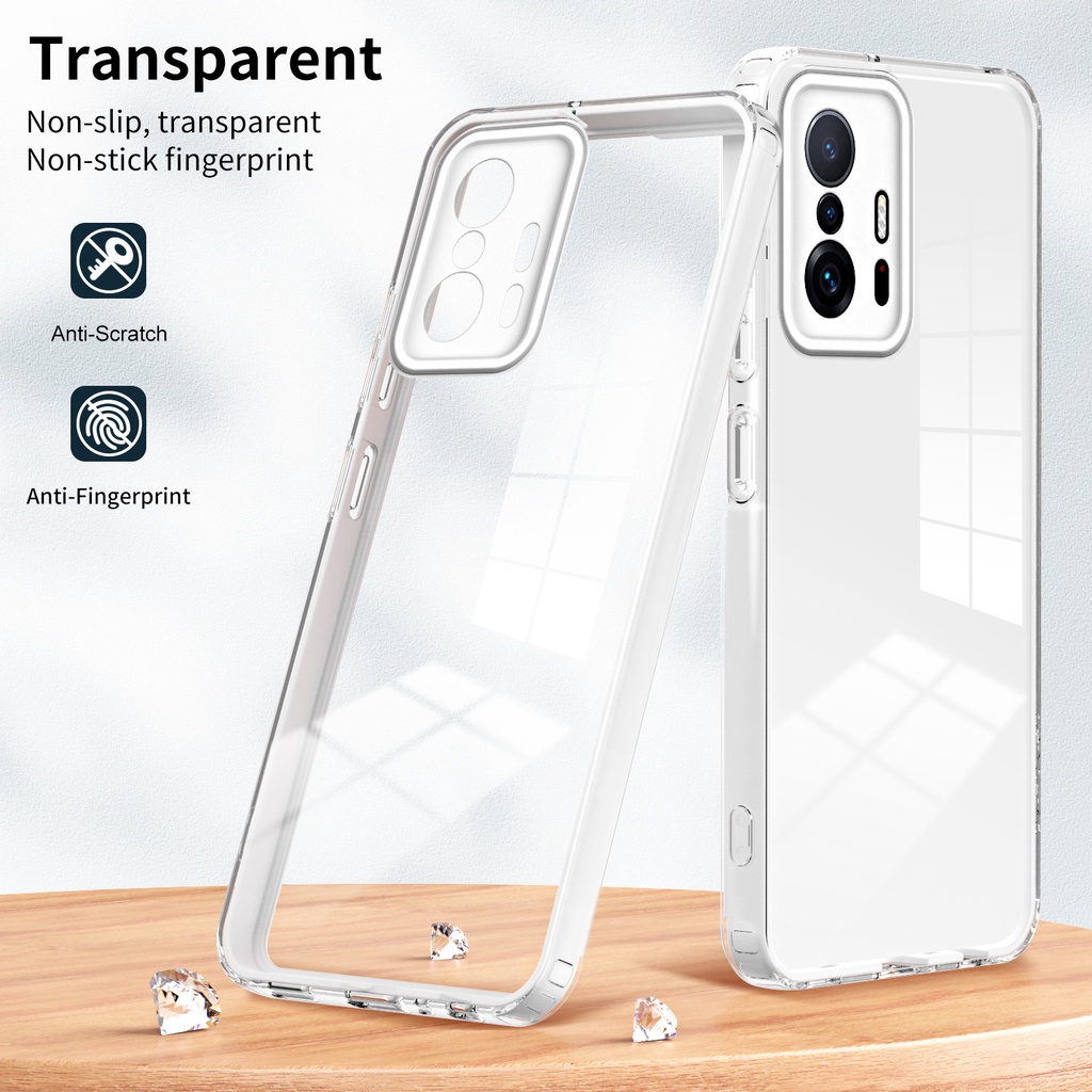 For Xiaomi 11T / 11T Pro 5G Case Lens Protection Cover Transparent TPU Silicone Shockproof Yellowing-Resistant Slim Thin Phone Cover