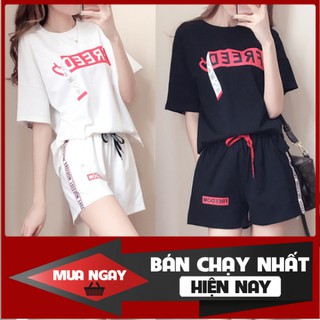SET BỘ NỮ THỂ THAO ÁO THUN NỮ TAY NGẮN QUẦN ĐÙI IN LOGO CHỮ MẪU MỚI CÁ TÍNH PF352S