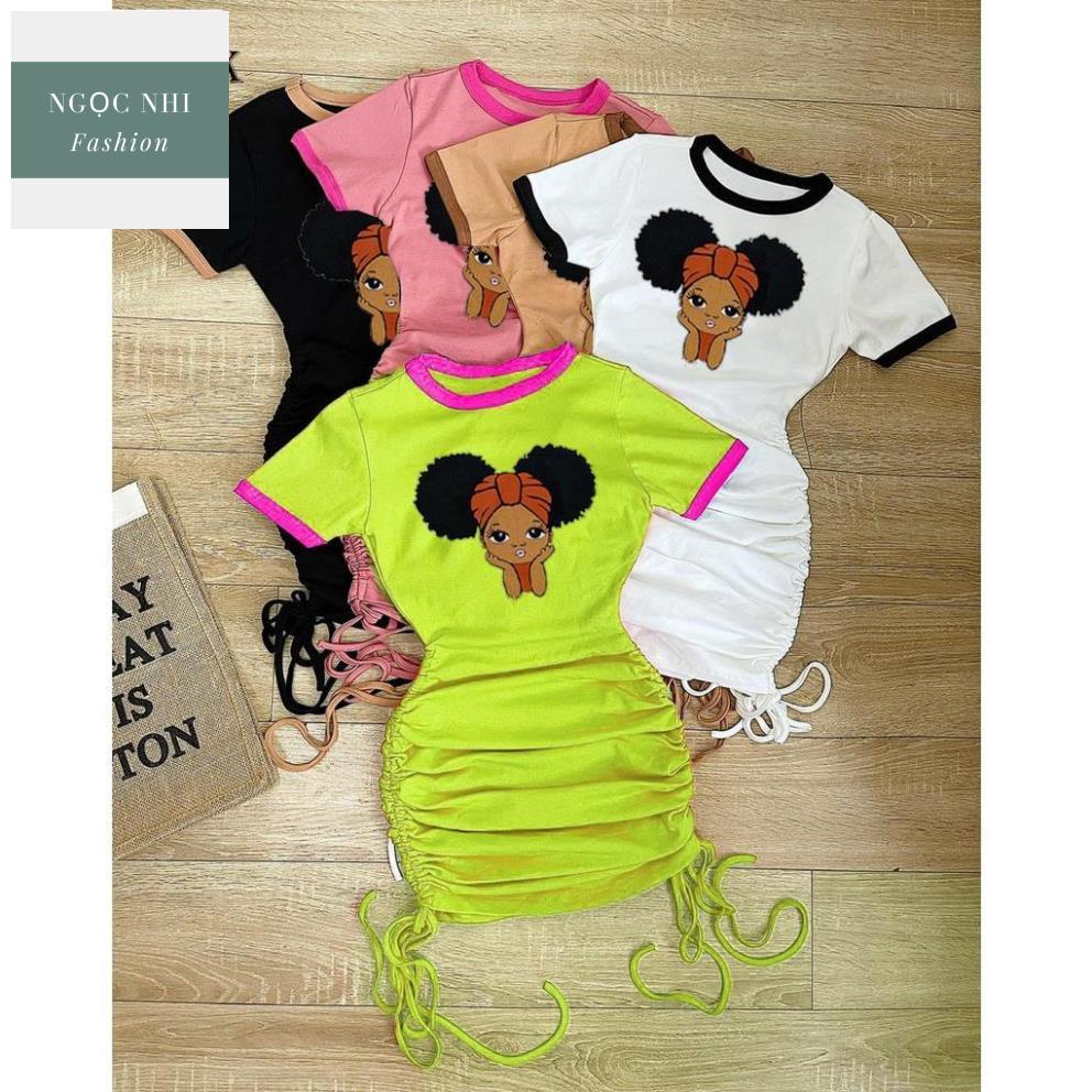 Đầm bé gái ôm body thời trang, sành điệu, thun cotton - Quần áo trẻ em - Ngọc Nhi shop (Xanh bơ) (210574)