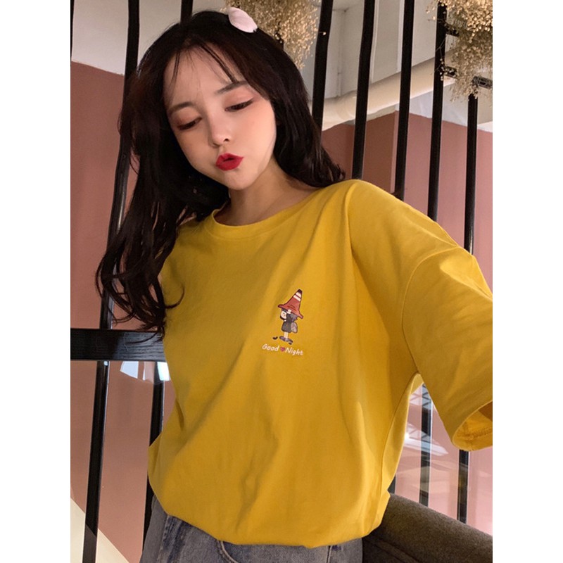 Áo thun tay lỡ UNISEX GOOD NIGHT kiểu dáng thời trang form 70kg A018