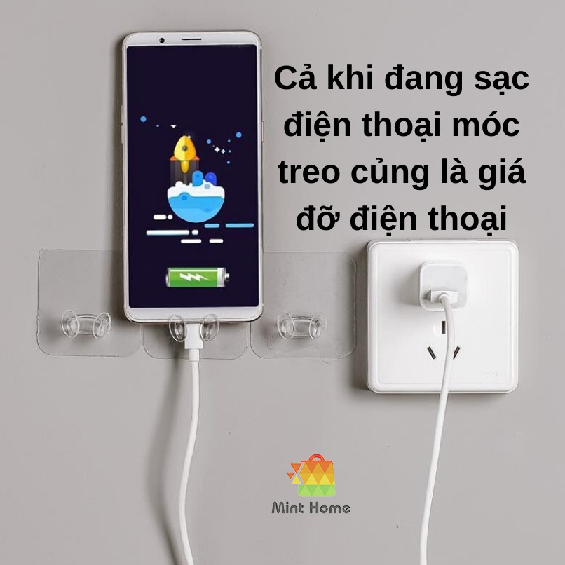 Móc dán tường giữ dây điện, phích cắm, kẹp dây điện, treo đa năng siêu chắc, chịu lực, tiện lợi loại trong suốt