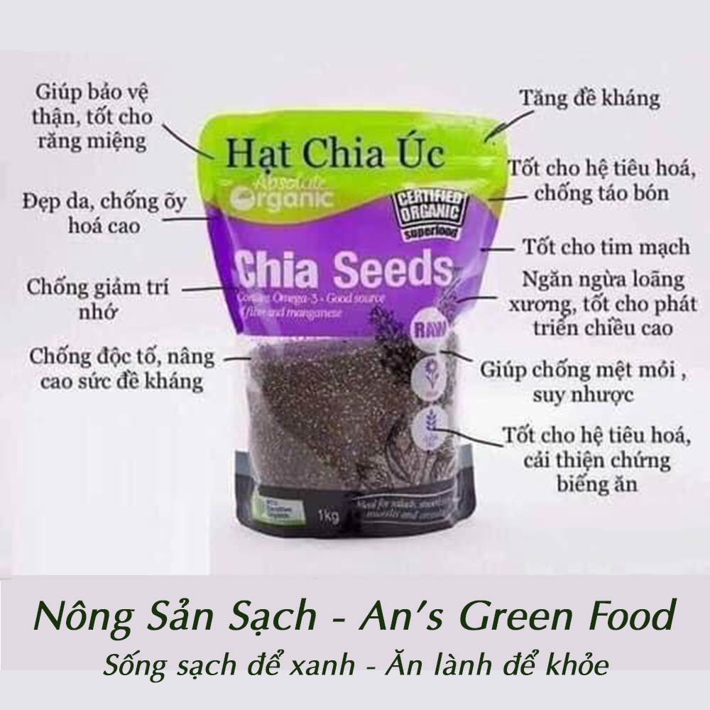 Hạt Chia Úc Tím Nhập Khẩu Úc 1kg - Hạt Chia Organic - An’s Green Food