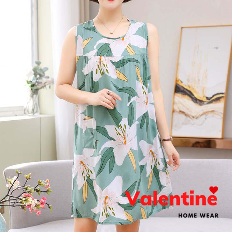Váy ngủ ba lỗ nữ họa tiết nhiệt đới chất vải cotton lanh thoáng mát nhiều màu mã VAV0177 | BigBuy360 - bigbuy360.vn