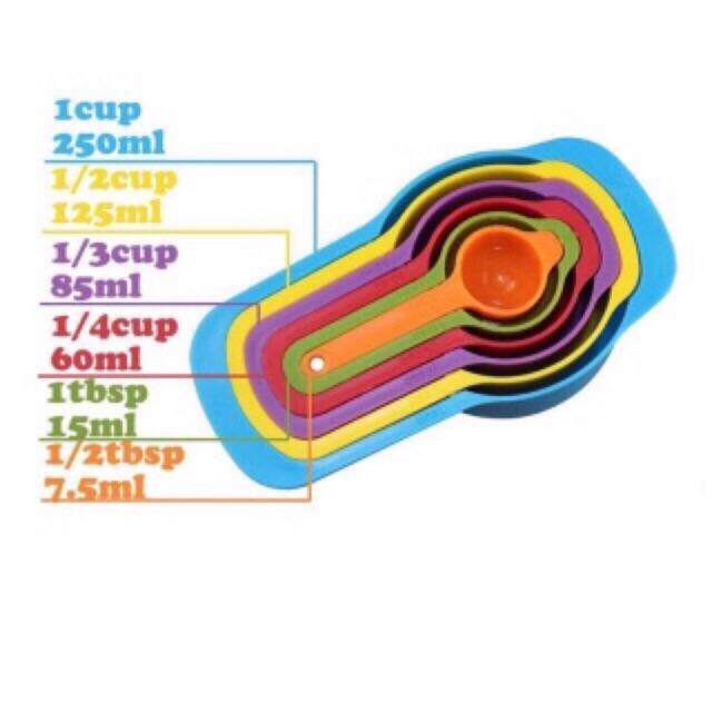 Bộ 6 Thìa Nhựa Đong Nguyên Liệu Màu Sắc