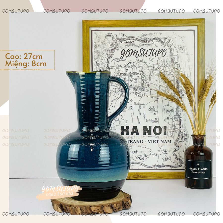 Bình Hoa Gốm Hỏa Biến Đá size Nhỡ - Lọ Hoa Để Bàn Decor Trang Trí - gomsutupo Bát Tràng