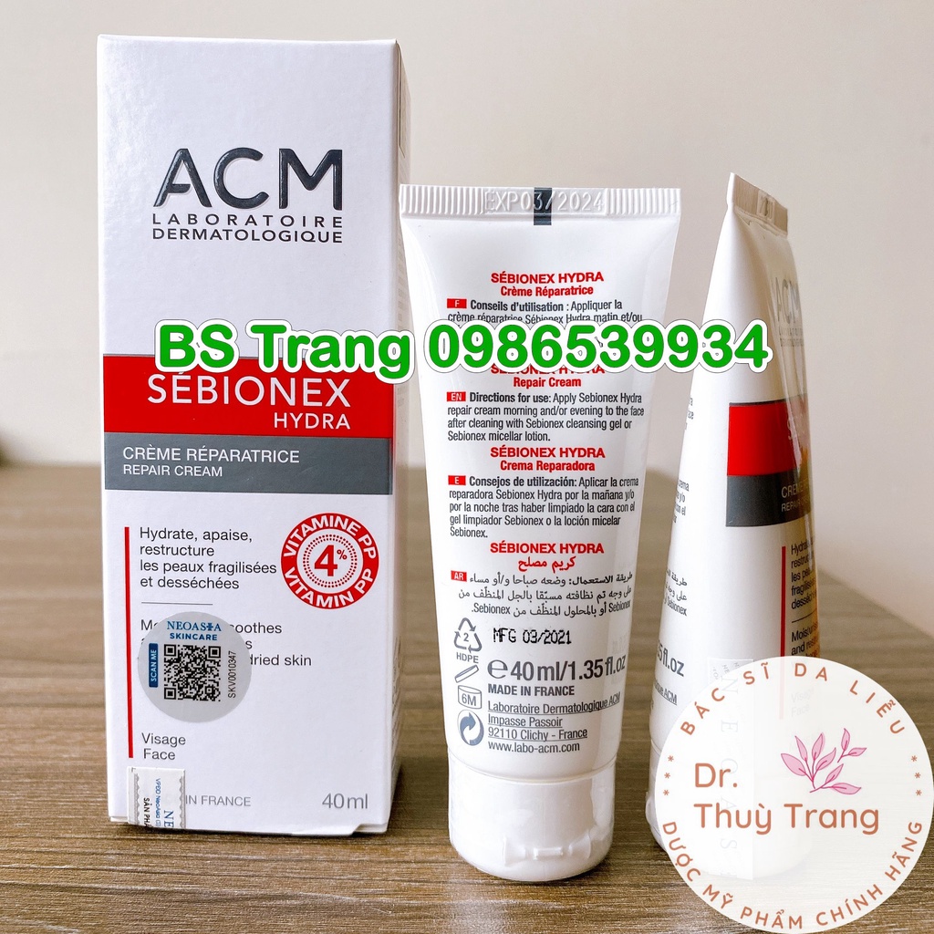 [TEM CHÍNH HÃNG] Kem dưỡng dành cho da mụn ACM Sebionex Hydra Repair Cream 40ml