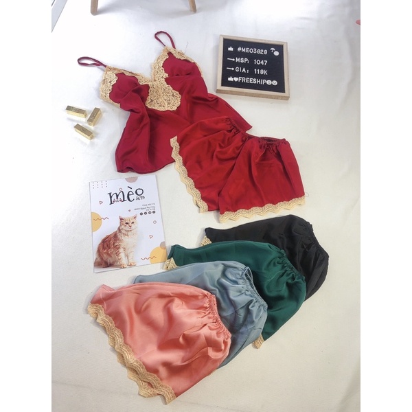 [Chuyên Sỉ] Bộ ngủ satin 2 dây, dây áo có tăng đơ và cúp ngực, chất vải mát lạnh, form tôn dáng quyến rũ.