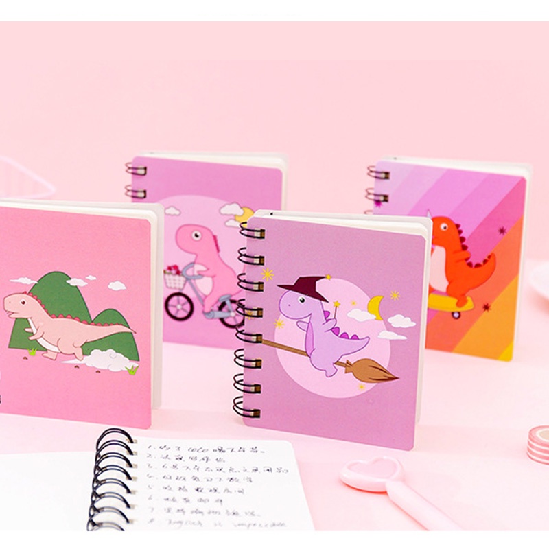 Zhishun Cute Cartoon Magic Dinosaur Rollover Coil Notebook Mini Pocket Notepad