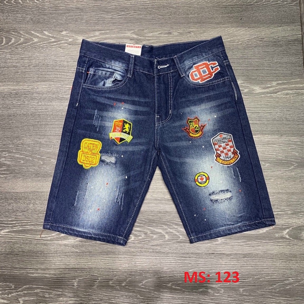 Quần short jean nam, quần sọt jean màu xanh thêu hình chất jean bò mang lại cảm giác thoải mái khi mặc