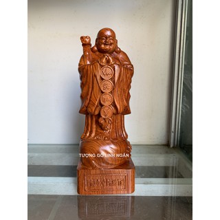 Tượng phật di lặc chúc phúc gỗ hương (Cao 30, ngang 11, sâu 9 cm)