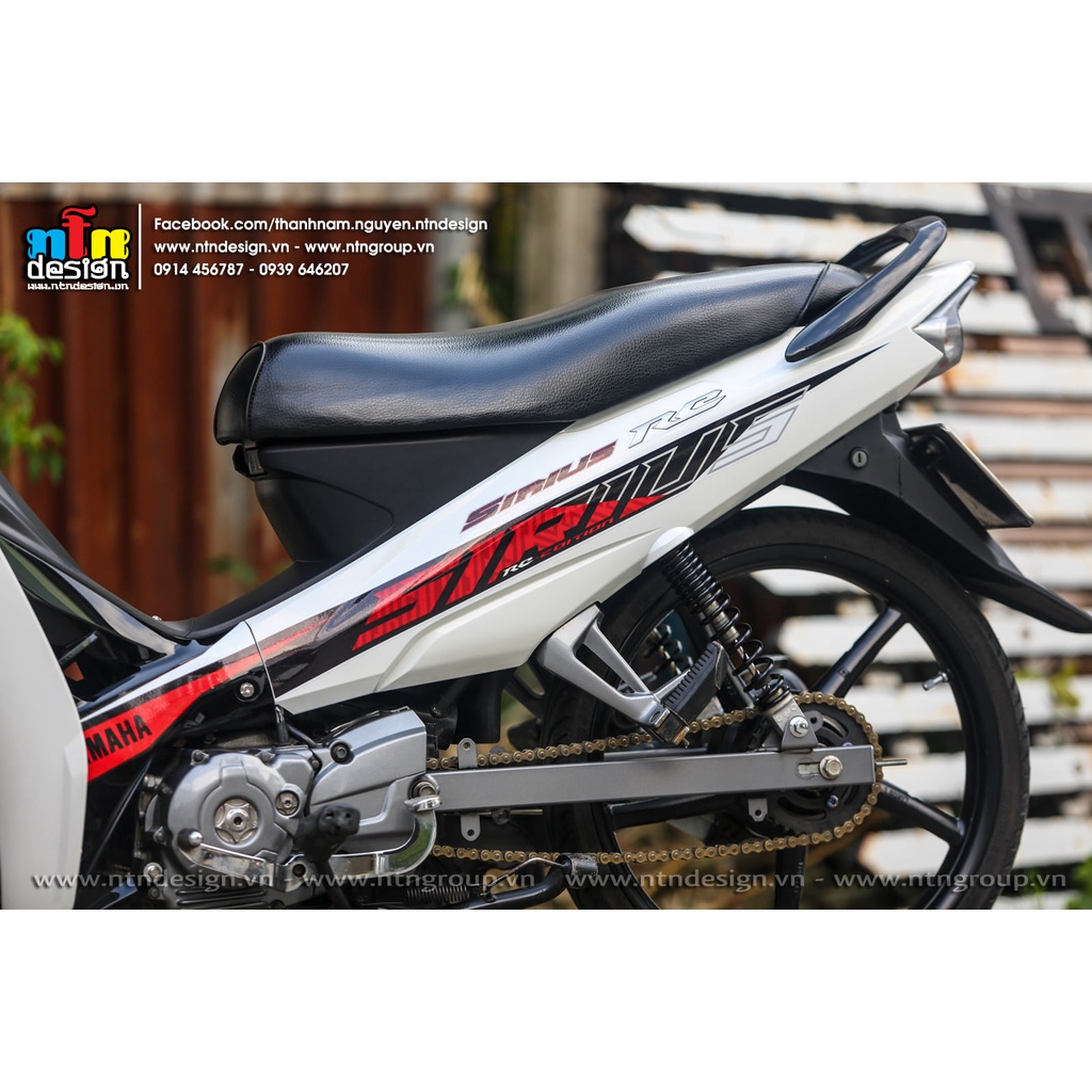 Tem Decal Rời Dán Xe Sirius Mẫu Trắng Đỏ Đen Cực Đẹp, Hàng 3 Lớp Chất Lượng Cao