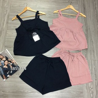 SET ÁO 2 DÂY ĐŨI CỘT NƠ LƯNG QUẦN SHORT