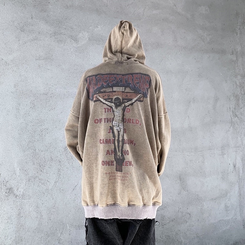 Áo hoodie wash JOC oversize Brokeboiz hình in thánh giá chính hãng Made Extreme