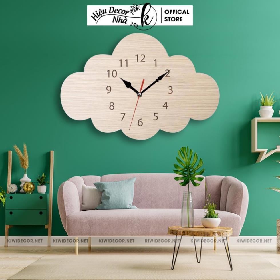 Đồng Hồ Treo Tường Decor Dễ Thương Đám Mây Bằng Gỗ, Vintage Trang Trí Nhà Cửa, Homestay - Hiệu Nhà K