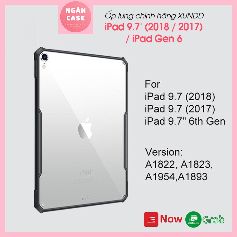 Ốp lưng XUNDD iPad 9.7' (2018 / 2017) / iPad Gen 6, Mặt lưng trong, Viền TPU, Chống sốc