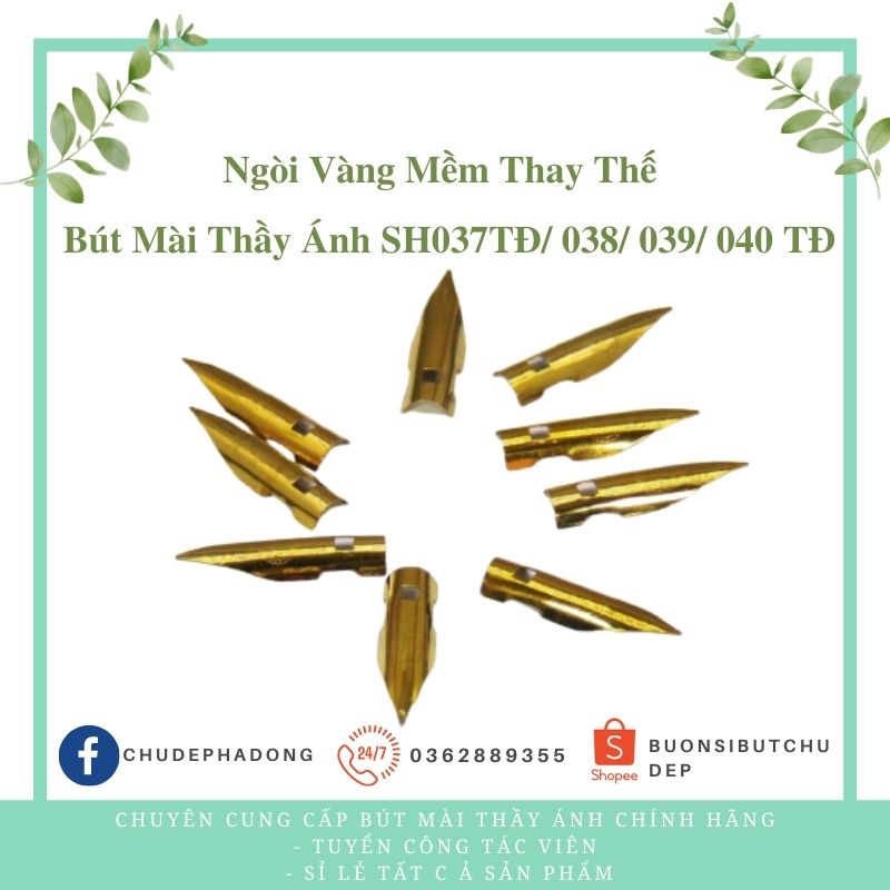 Ngòi Vàng Mềm Êm Trơn, Ngòi Mài Thanh Đậm-  Thay Thế Cho Bút Máy Thầy Ánh Mã Sh037, 038, 039, 040 TĐ