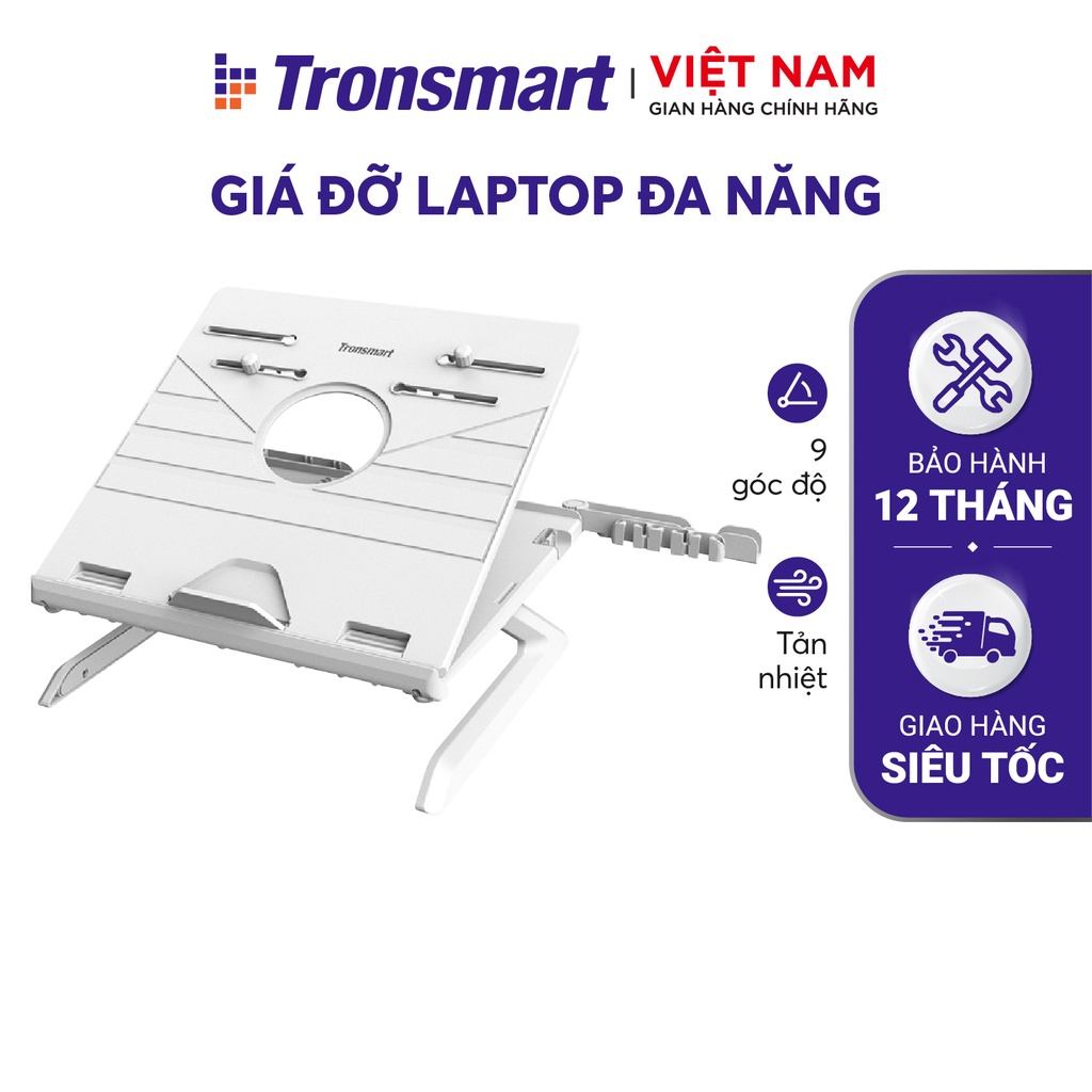 Giá đỡ laptop gấp gọn Tronsmart D07 Điều chỉnh độ cao Kèm giá đỡ điện thoại - Hàng chính hãng - Bảo hành 12 tháng