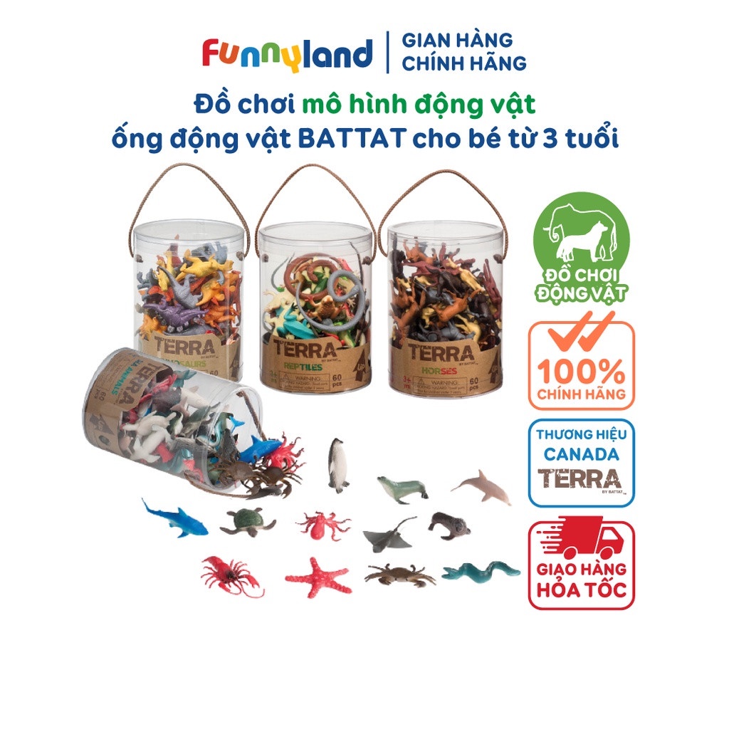 Đồ chơi giáo dục Ống động vật Terra 60 chi tiết dành cho bé 3+