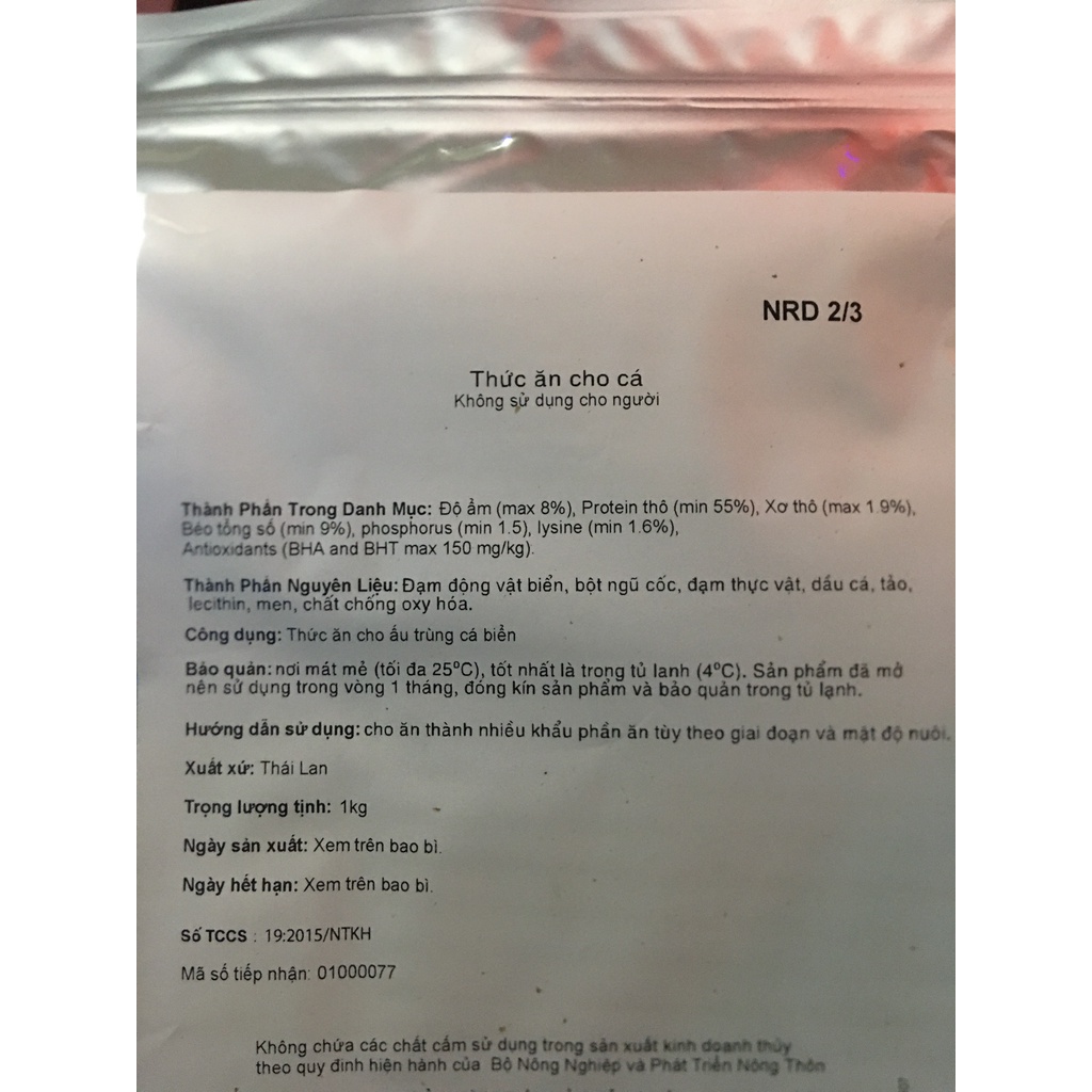 Cám Thái Inve 2/3 dành cho cá con -túi 50g, túi 100g