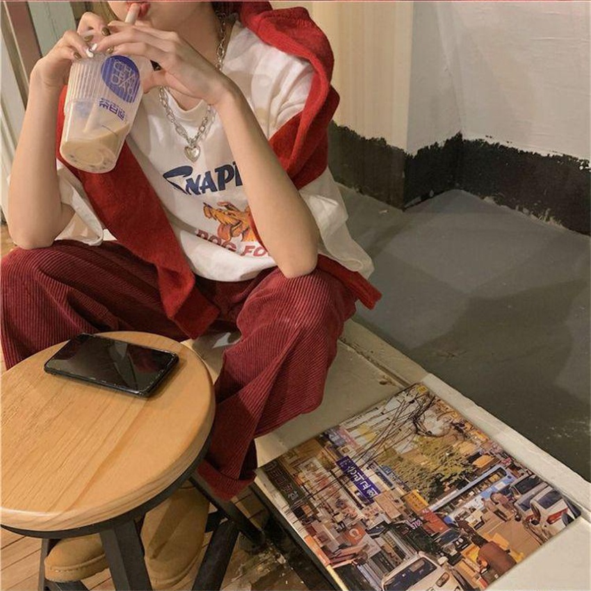 NRVP Áo Thun Nữ Oversize Cổ Tròn Thời Trang Hàn Quốc