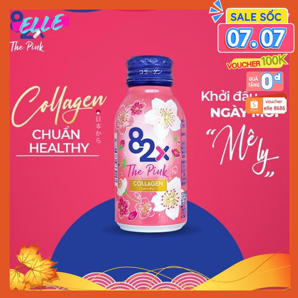 82X The Pink Collagen 100ml Hàm Lượng 1000mg Collagen, nước uống đẹp da đến từ Nhật bản