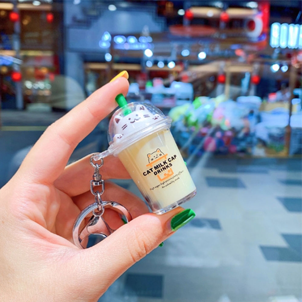 Móc khóa trang trí hình ly trà sữa dễ thương