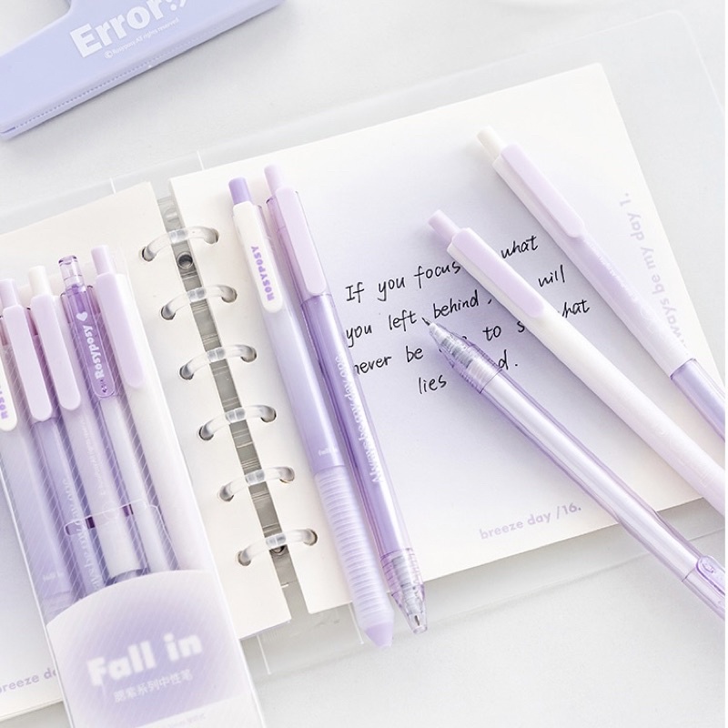 Set 5 Bút Bi Rosy Posy Màu Loang Gradient Mực Đen Mẫu 2022