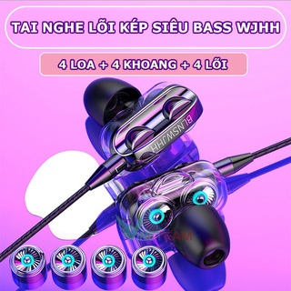 Tai nghe lõi kép SIÊU BASS WJHH-Cam kết 4 Loa Như quảng cáo [MẪU MỚI SIÊU BASS 2019] -dc3810