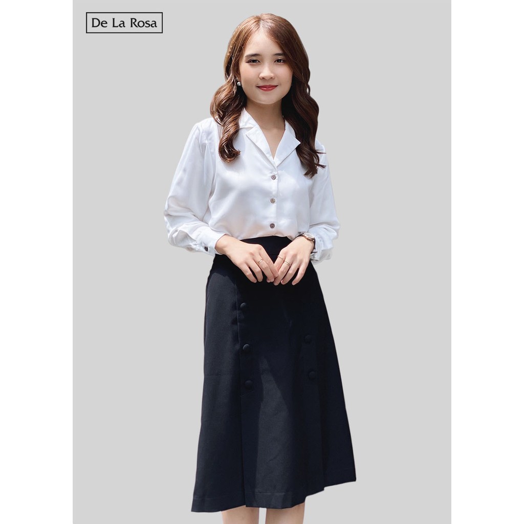 [Mã WABRLOW5 giảm 15% đơn 300K] Chân Váy Công Sở Đen Dáng Dài Nút Bọc - De La Rosa | BigBuy360 - bigbuy360.vn
