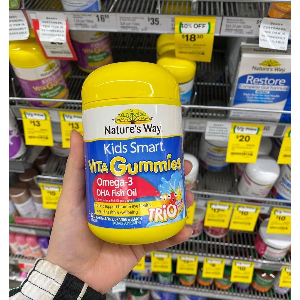 Kẹo dẻo Nature's Way Kids Smart Vita Gummies Omega 3 DHA Fish Oil mẫu mới 2021