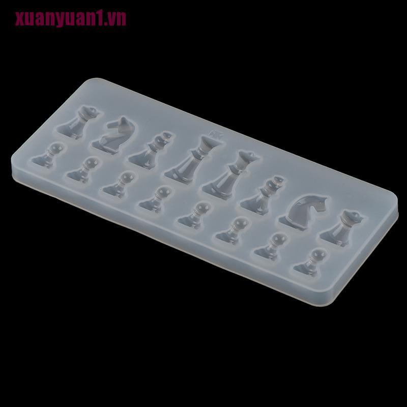 [xuanyuan1] Khuôn Silicone Làm Nhựa Resin Hình Quân Cờ Vua Quốc Tế