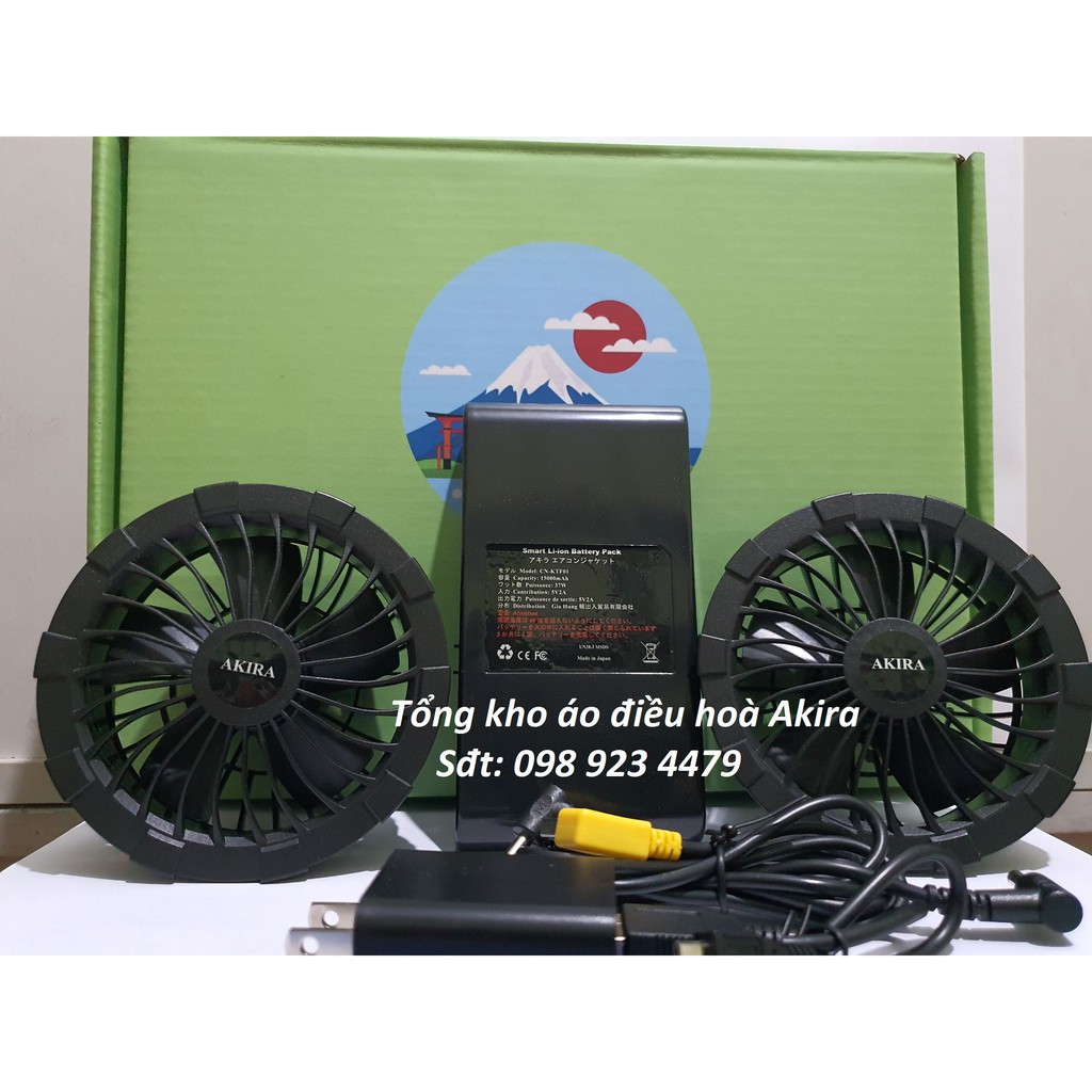 Bộ phụ kiện cho áo điều hoà Nhật Bản chính hãng (pin+2 quạt+sạc và dây nối)