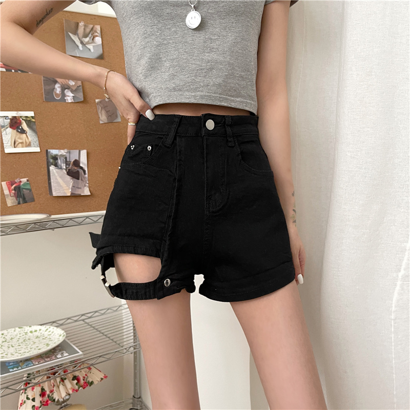 SUXI Quần Short Denim Lưng Cao Phong Cách Hàn Quốc Cho Nữ