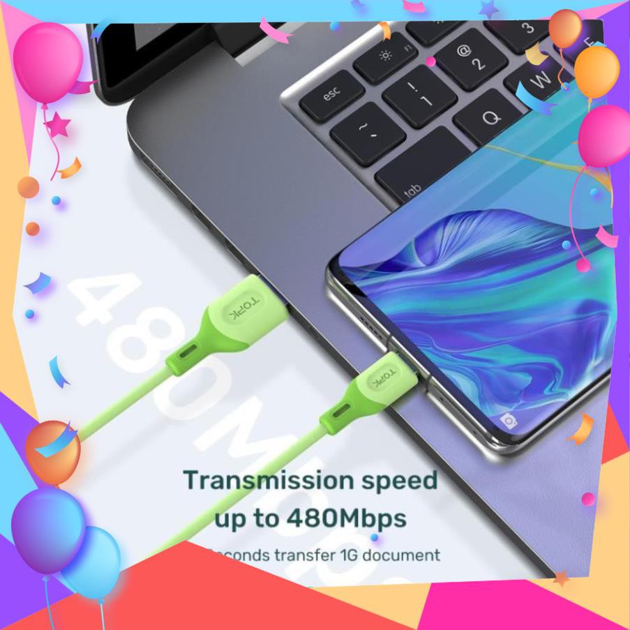 Cáp Sạc Micro Usb Type C Topk An84 Làm Bằng Tpe Silicone Mềm