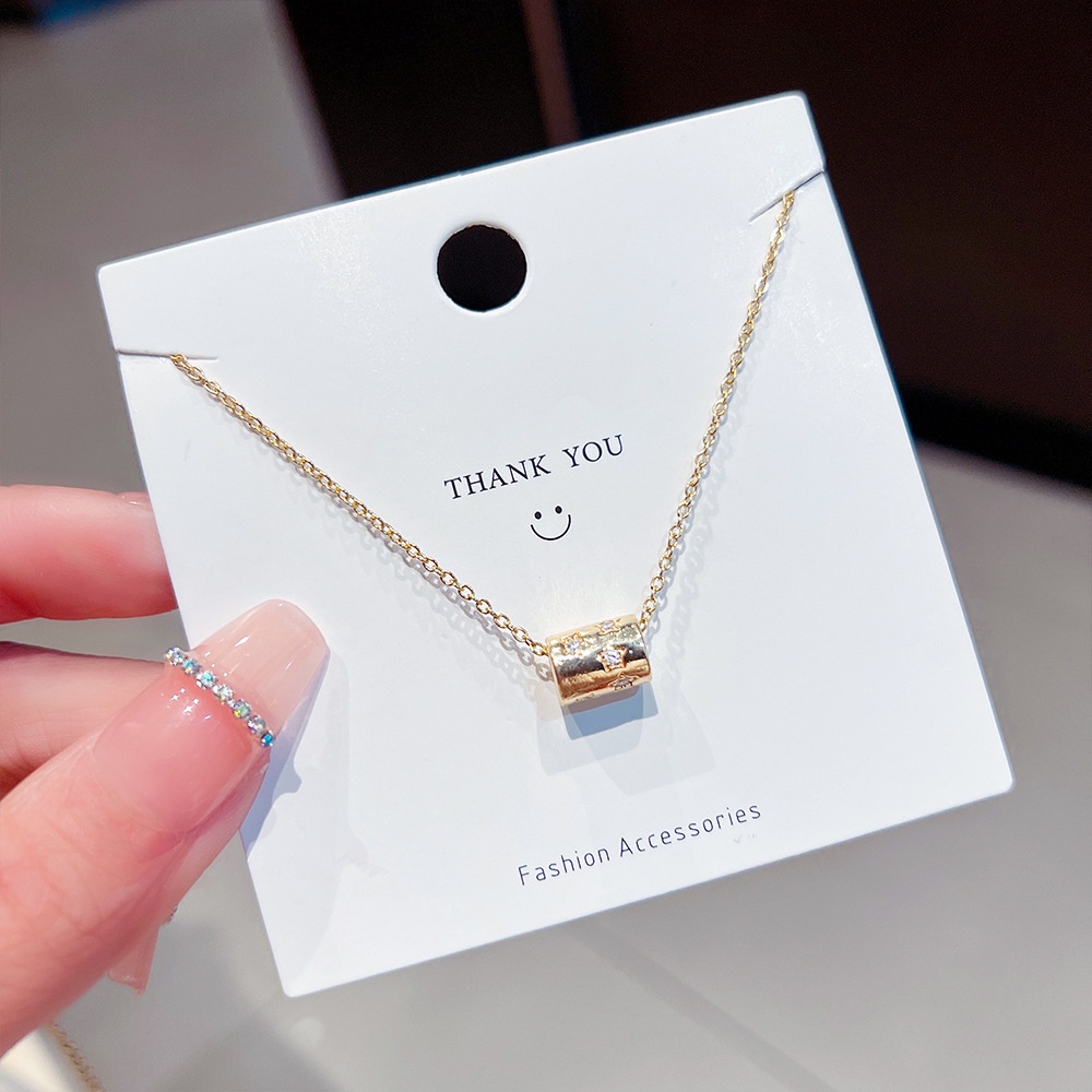 XiaoboACC Vòng cổ Thép Titan Mặt Ngôi Sao Đính Đá Zircon Thời Trang Cho Nữ - 38CM+6CM