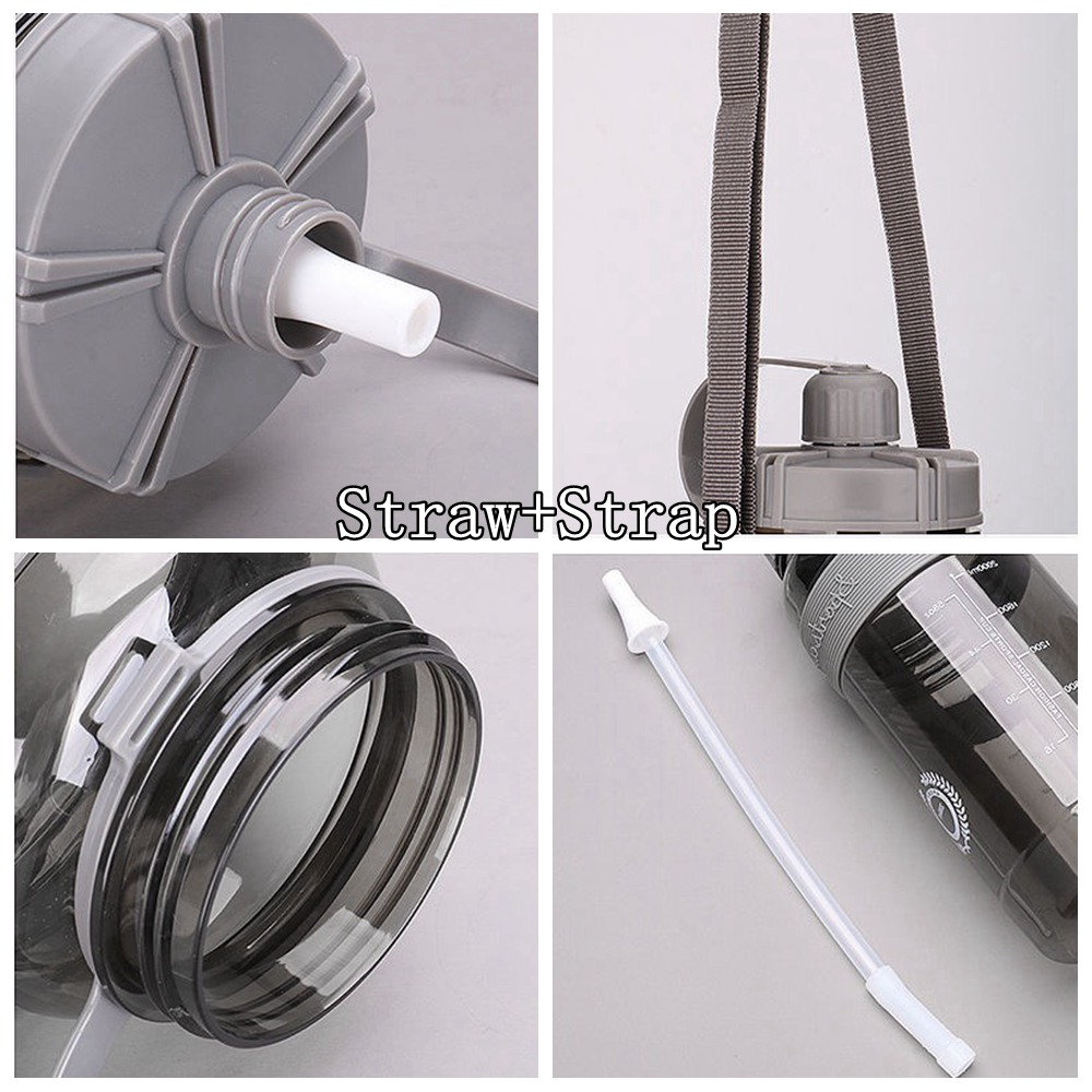 Bình nước dung tích 2000ml tích hợp ống hút