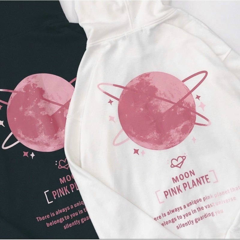 [Mã NHAC1111 Giảm 10k Đơn 0k] Áo khoác nữ hoodie nỉ Lyn House in hình Pink Plante form rộng unisex có 2 màu đen trắng