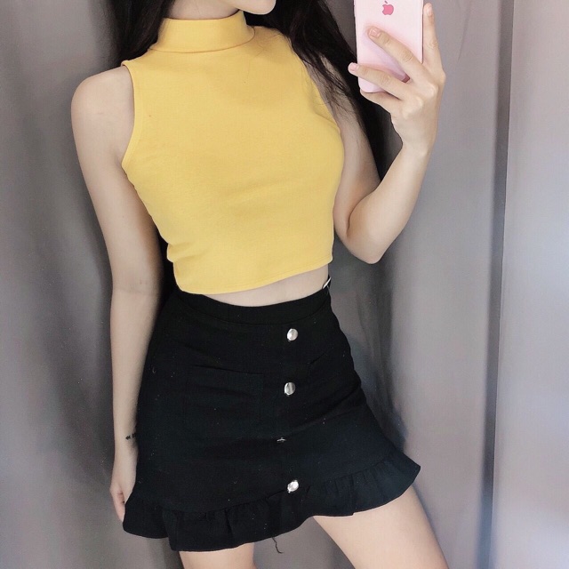 Free Ship-Áo tanktop Nữ cổ lọ/ Aó Thun Nữ ba lỗ cổ lọ Chất Thun Gân loại 1 (Shop có Quay Video cận vải, khách xem video) | BigBuy360 - bigbuy360.vn