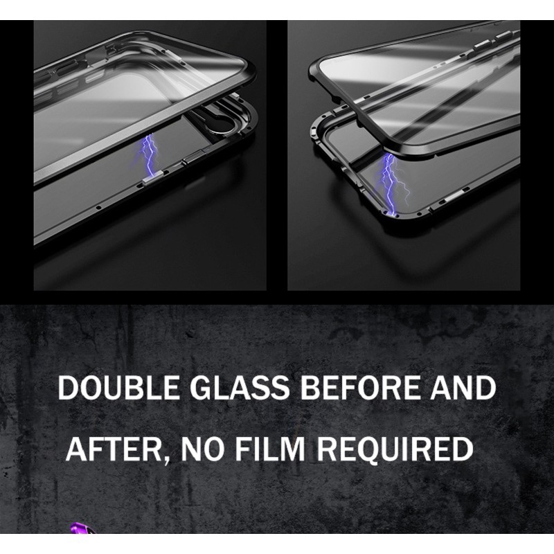 Xiaomi 13T/12 Pro POCO F4 GT Redmi Note 11/11S Pro POCO M4 Pro Redmi 10 Xiaomi 11T/10T Pro POCO M3 X3 NFC F3 Mi 11 Lite Redmi Note 10/10S/9/9S/9/8 Pro Ốp điện thoại kính cường lực 2 mặt từ tính dành