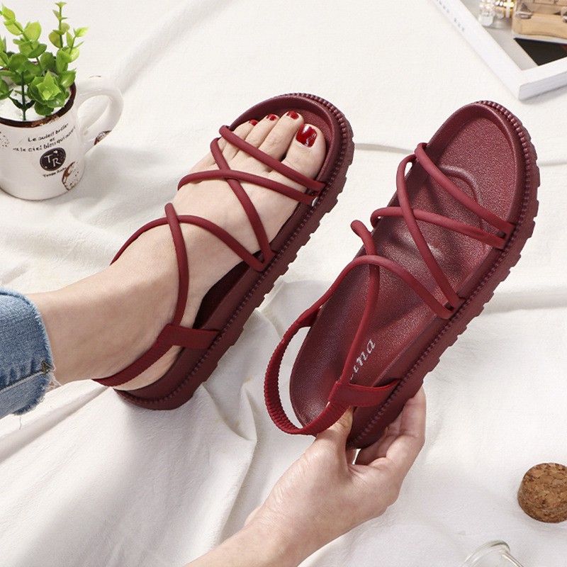 Giày sandal alina nữ đi mưa đế bánh mỳ siêu bền V256