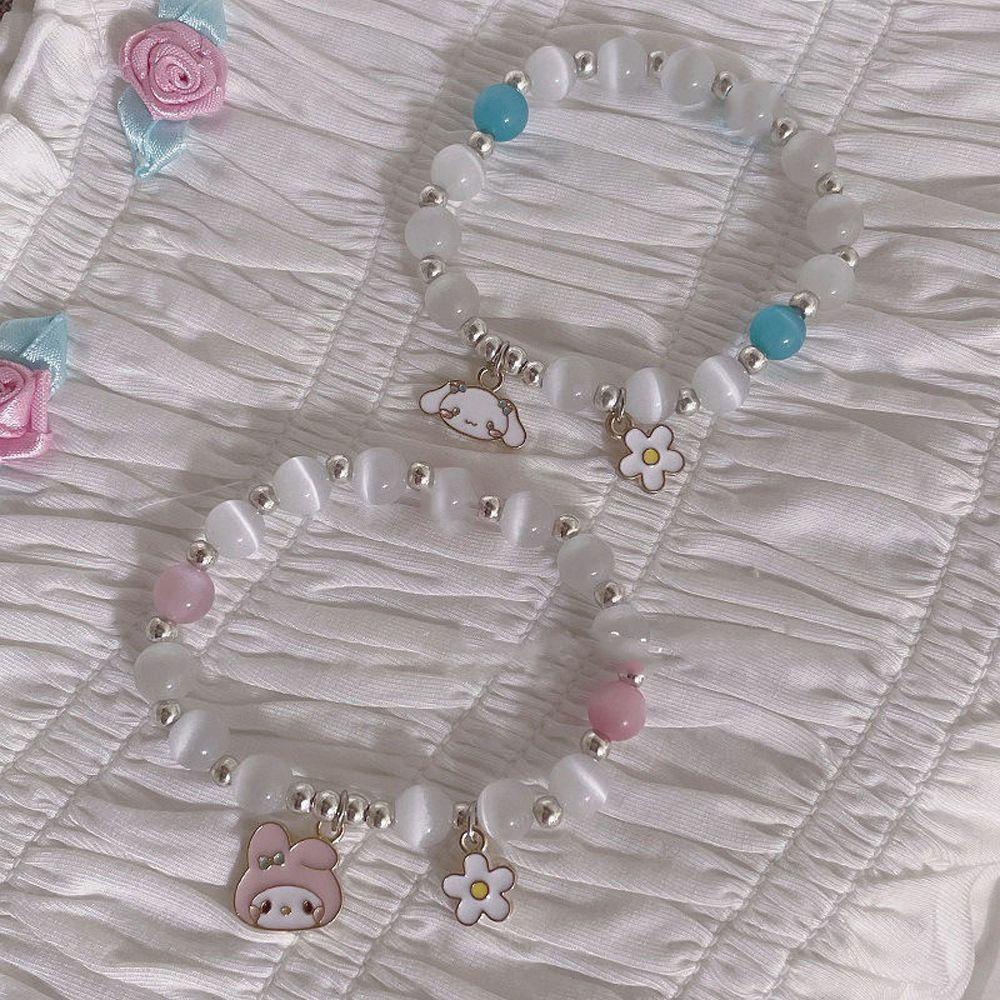 Vòng Tay Chuỗi Hạt Đá Opal Cho Nữ|Vòng Tay Hoạt Hình My Melody Dễ Thương Cho Nữ