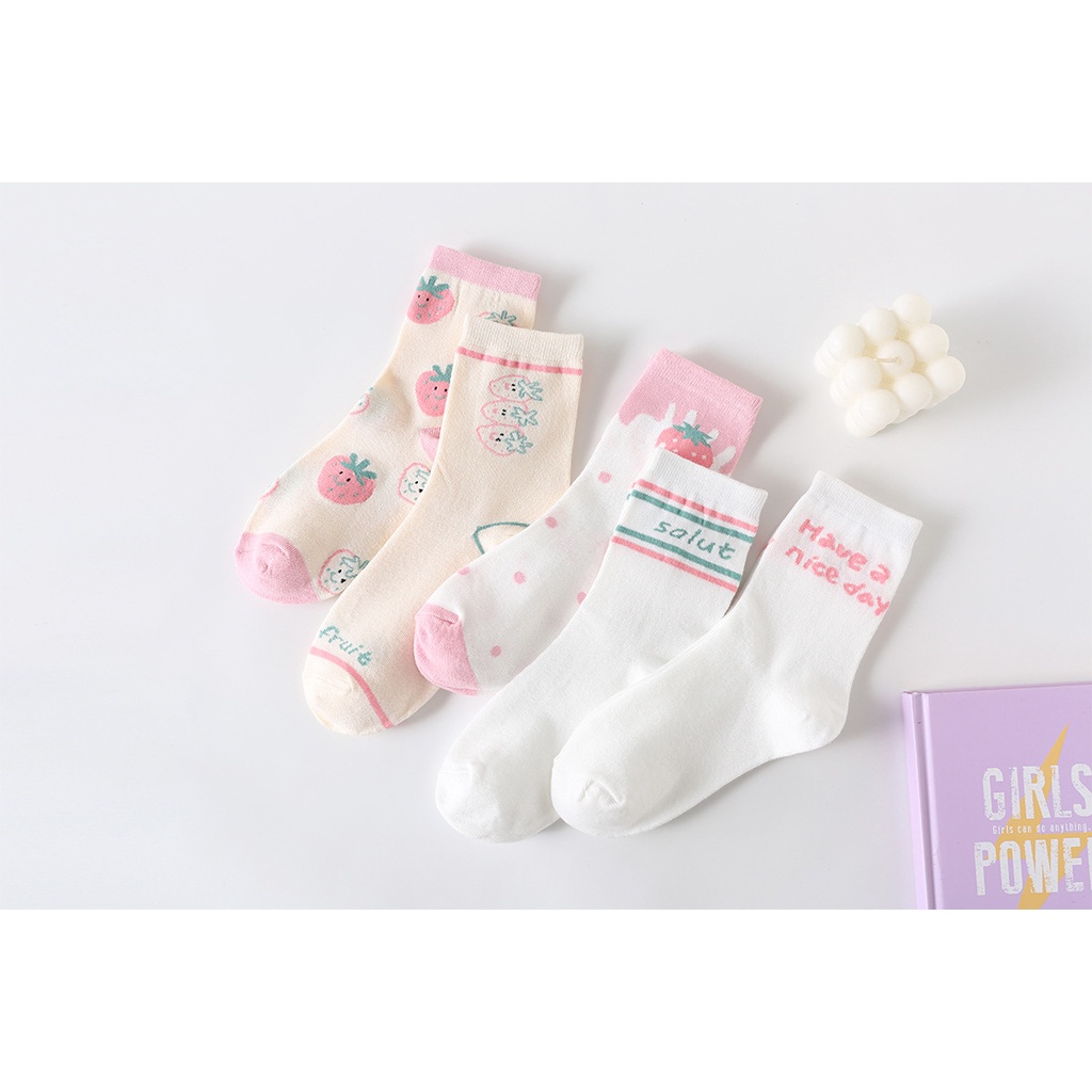 Combo 5 đôi tất vớ nữ cổ ngắn - vớ nữ cổ ngắn phong cách Nhật Hàn đáng yêu N1