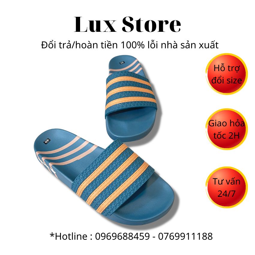Dép quai ngang 3 sọc cao cấp, dép lê unisex thể thao quai cao su đẹp FULL BOX - LUX STORE