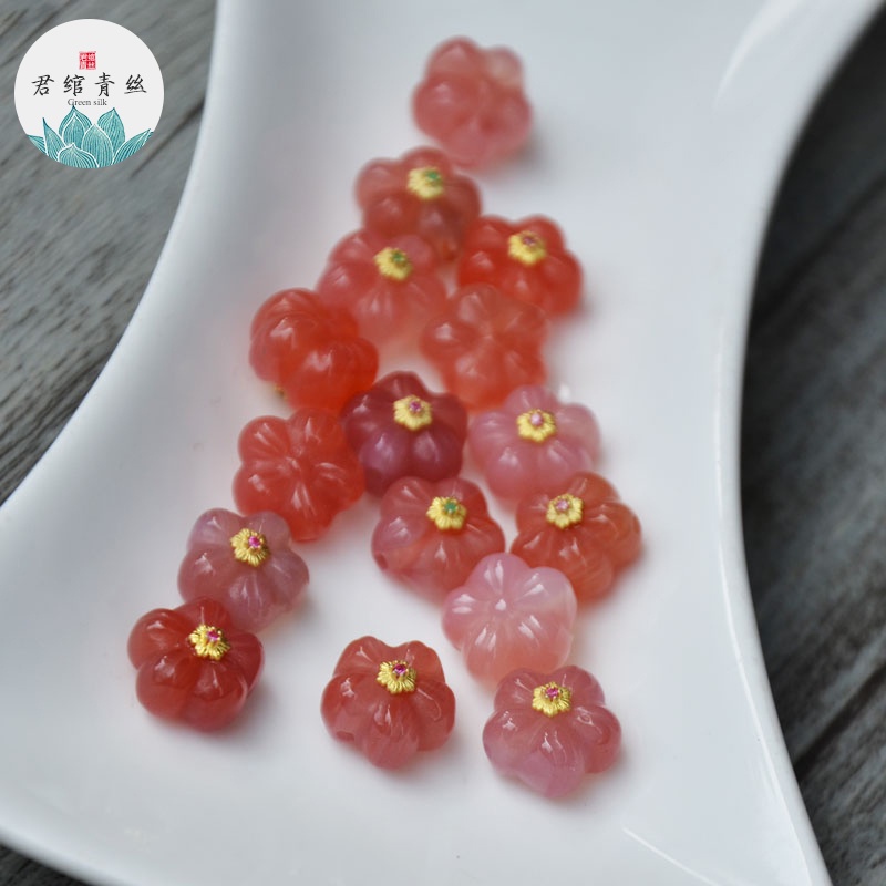 Bingyingge Mặt Dây Chuyền Đá Mã Não Tự Nhiên Hình Hoa Đào Hai Mặt 10ml