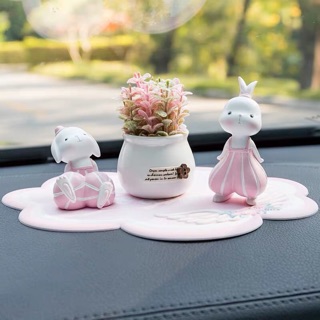 Set Thỏ Trắng Trang Trí Xe Hơi 🐇🐰 Phụ Kiện Trang Trí Oto Cao Cấp Chính Hãng