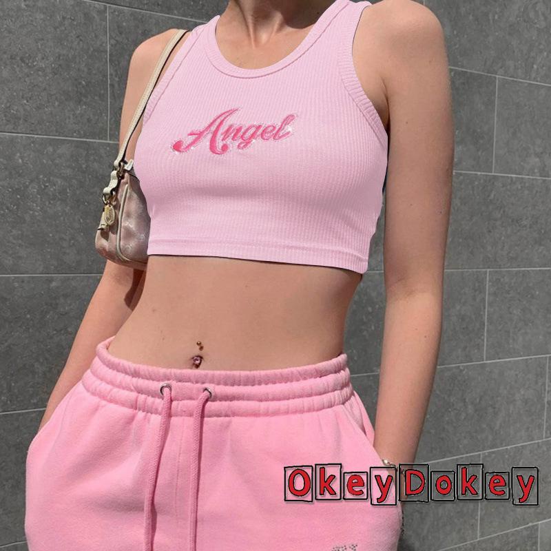 Áo Thun Không Tay Cổ Tròn In Chữ Thời Trang Gợi Cảm Cho Nữ