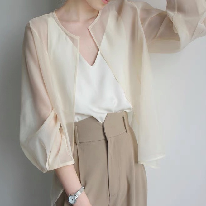 Áo sơ mi khoác ngoài, áo mỏng khoác ngoài chất liệu tơ Nhật cao cấp A15